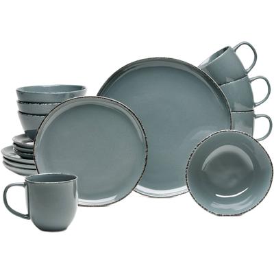Kombiservice VAN WELL "Geschirr-Set Urban, 16-teilig", grau, 16 tlg., Steinzeug, Geschirr-Sets, rund, spülmaschinen- und mikrowellengeeignet Image