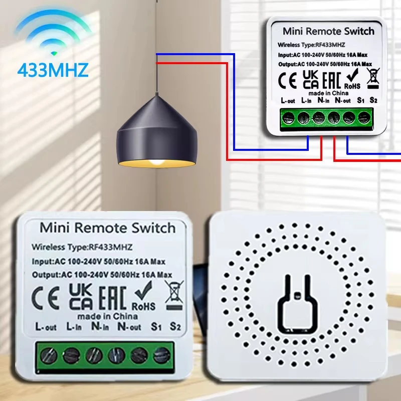 Mini DIY Drahtlose Fernbedienung Lichtschalter RF 433 MHz Smart Switch 16A Relais Empfänger Automatisierungsmodul für Zuhause Led-lampe Image