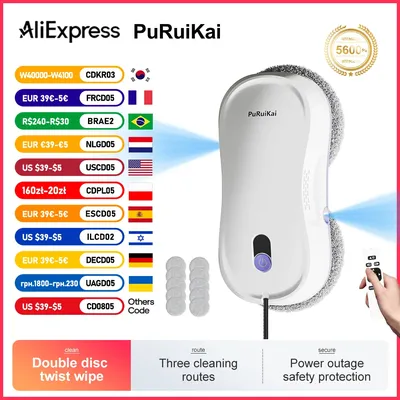 PuRuinKai doppel nozzle household vacuum cleaner remote control robot glass cleaningmachine elektrische glass window cleaning Image