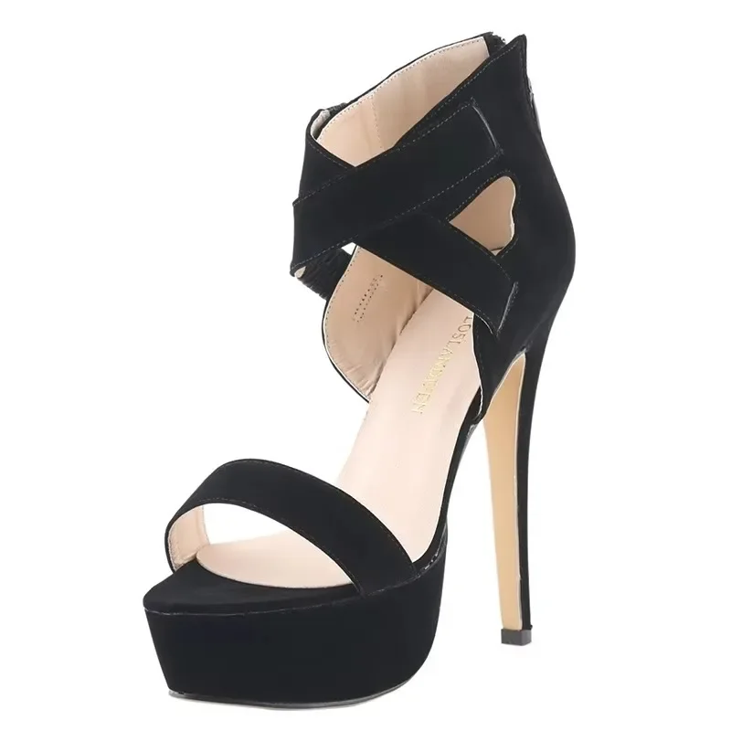Frauen Sandalen Pumpen Mode Sexy 14 cm High Heels Offene spitze Ankle Strap Sandale Plattform Stiletto Party Hochzeit Schuhe Große größe 43