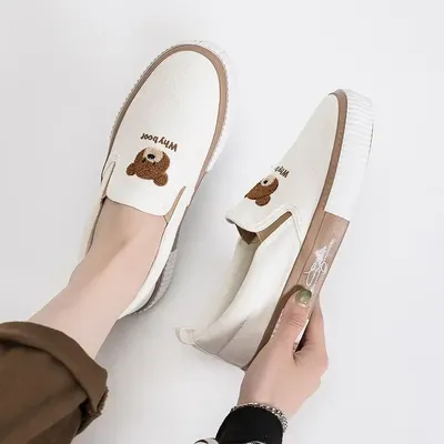 Little Bear Women's Vulcanize Shoes Comfortable and Casual Slip-On Flat Shoes Slip-Ons Women Shoes