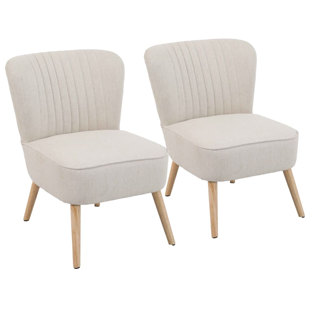 Lot de 2 fauteuils style crapaud en tissu beige
