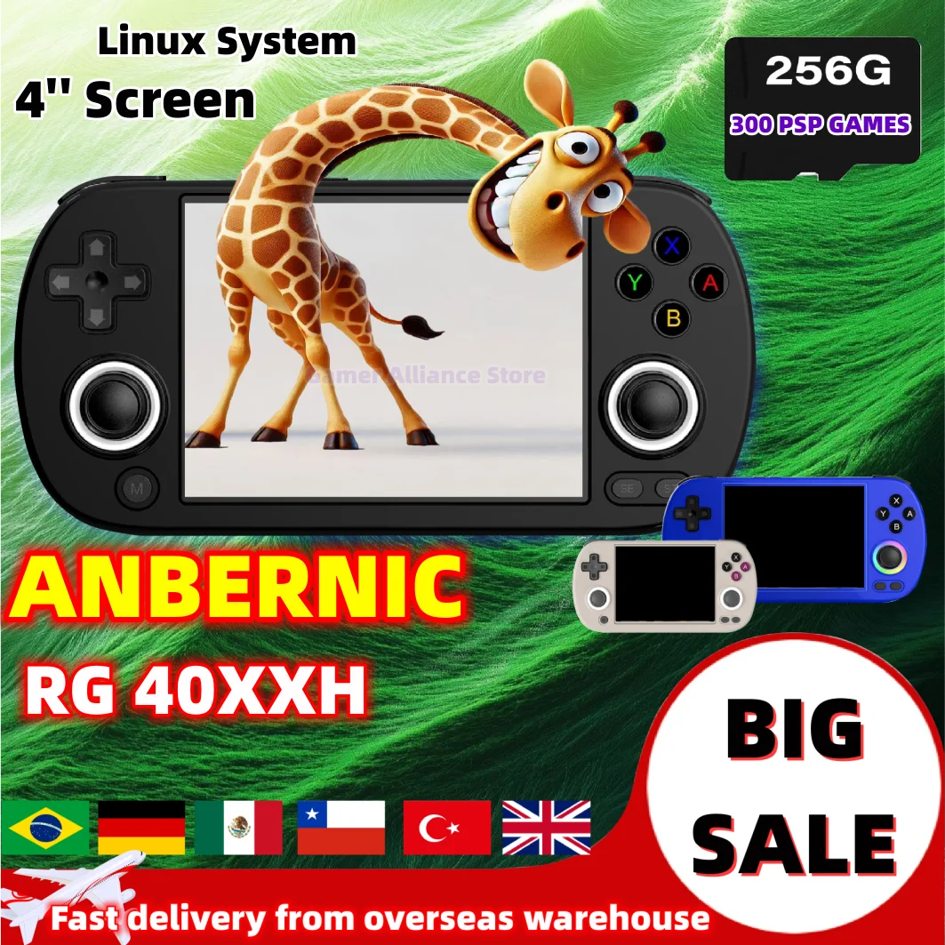 ANBERNIC RG34XXSP Console di Gioco Portatile Retro a Conchiglia, Schermo IPS da 3,4 Pollici 720P, Chip H700, Sistema Linux, WiFi, Bluetooth, Giochi PSP