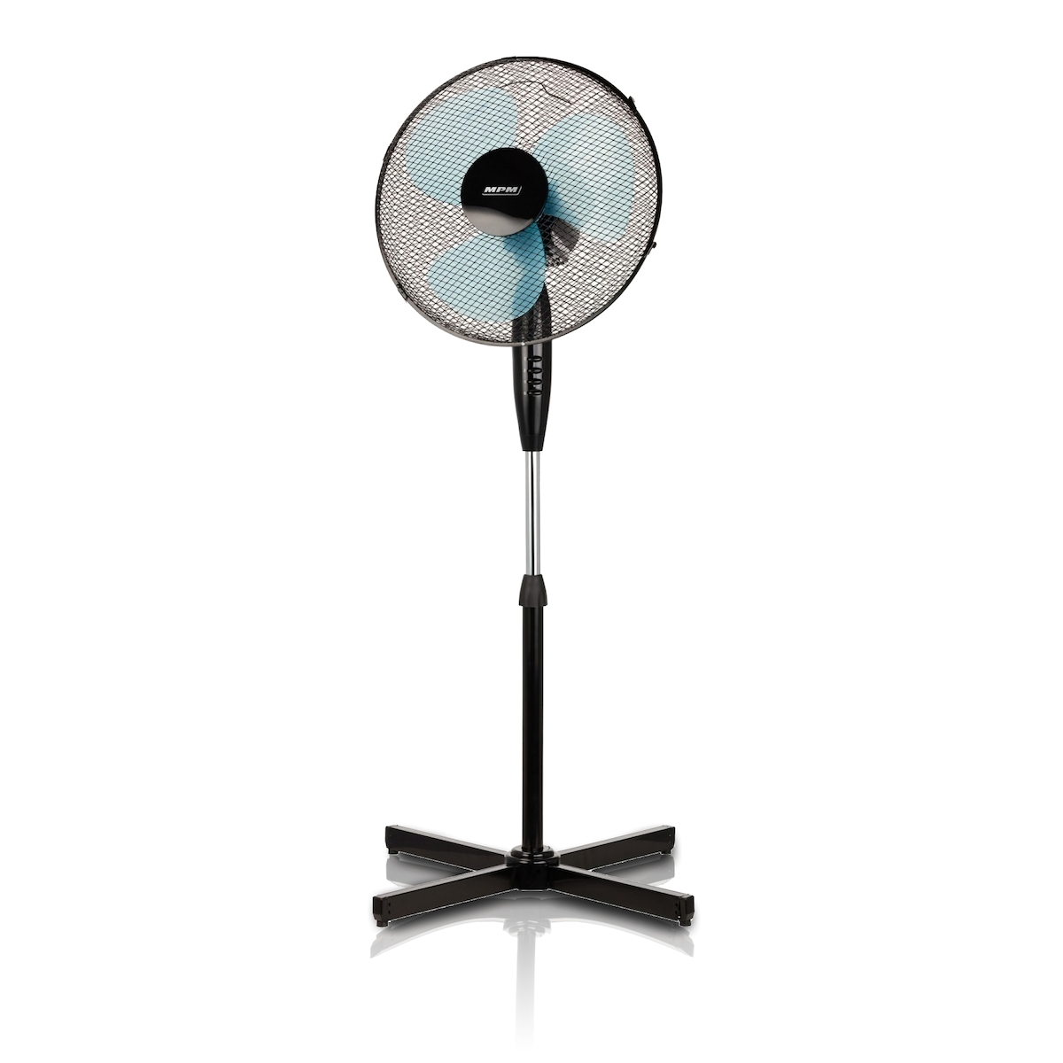 MPM MWP-17 Fußventilator, Oszillierend, 3 Geschwindigkeiten, Höhenverstellbar, Kopf 42cm, Schwarz, 50W Image