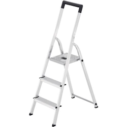 Hailo Stufenleiter L40 Easyclix Silber 3 Stufen 43 x 136 cm Image
