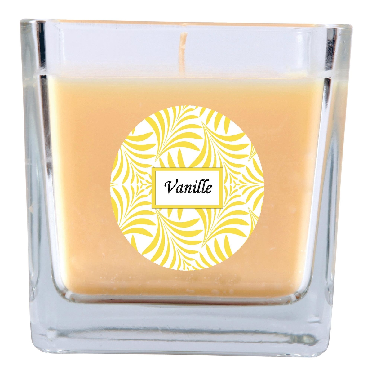 HS Candle Duftkerze im Glas - Duft-Schriftzug Viereck - 8cm x 7,5cm - Vanille Image