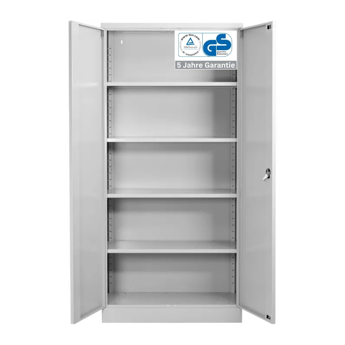 PROREGAL Stahlschrank BEE mit 8 verzinkten Fachböden | HxBxT 195x92x50cm | Grau-Grau | Werkstattschrank Werkzeugschrank Aktenschrank Universalschrank Image