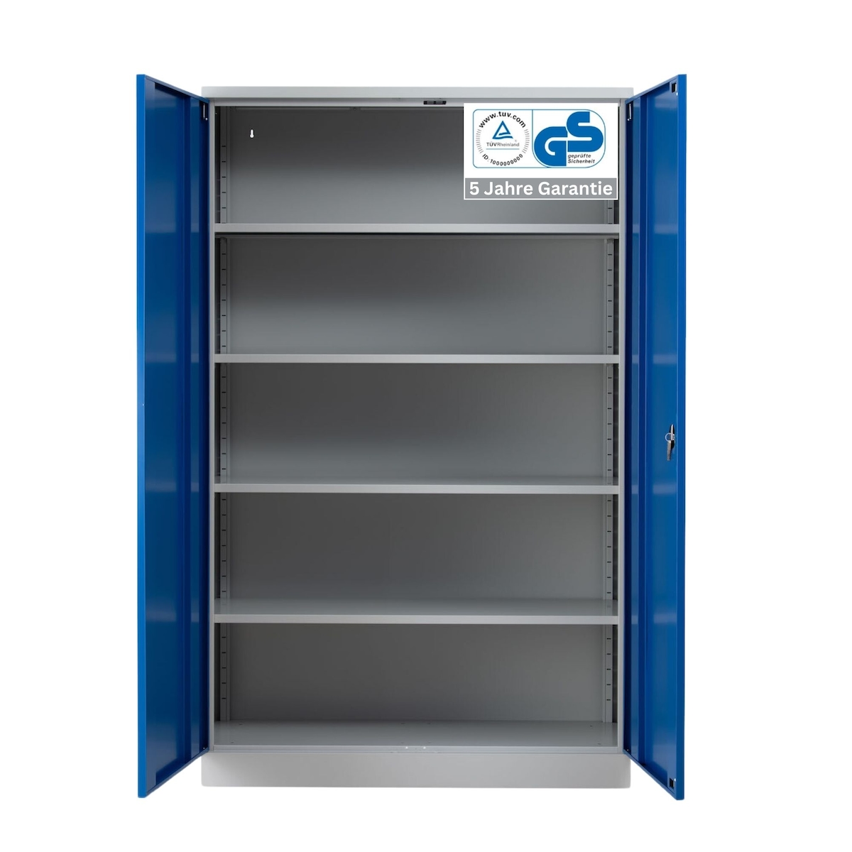 PROREGAL Stahlschrank BEE mit 9 lackierten Fachböden | HxBxT 195x120x50cm | Lichtgrau-Enzianblau | Werkstattschrank Werkzeugschrank Aktenschrank Image