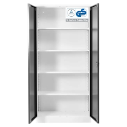 PROREGAL Stahlschrank BEE mit 6 lackierten Fachböden | HxBxT 195x92x50cm | Verkehrsweiß-Anthrazit | Werkstattschrank Werkzeugschrank Aktenschrank Image