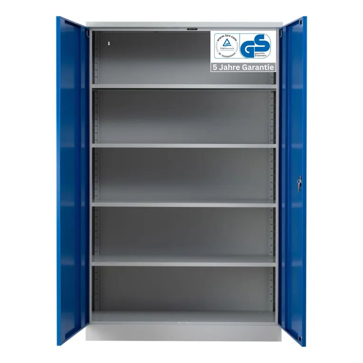 PROREGAL Stahlschrank BEE mit 8 verzinkten Fachböden | HxBxT 195x120x60cm | Grau-Blau | Werkstattschrank Werkzeugschrank Aktenschrank Universalschrank Image