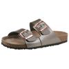 Pantolette TAMARIS, Damen, Gr. 38, silber (altsilberfarben), Lederimitat, leicht glänzend, casual, Schuhe, Sommerschuh, Schlappen mit gepolstertem Fußbett, Topseller