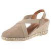 Keilsandalette VERBENAS "Milena Serraje", Damen, Gr. 41, grau (taupe), Veloursleder, casual, Schuhe, Sommerschuh, Riemchensandale, Urlaubschuh, Keilabsatz mit Juterahmen