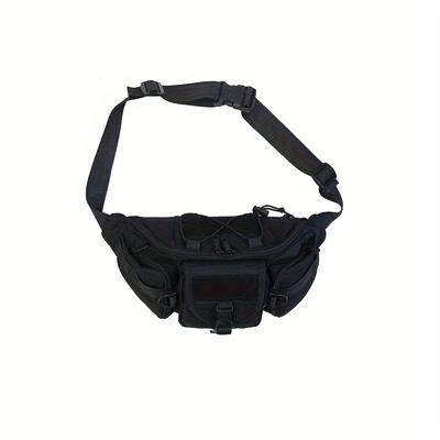 TEMU Trendy Men's Tactical Hip-hop Chest Bag - Casual Polyester Waist Pack With Multiple Compartments & Adjustable Strap For Daily & Outdoor Activities Image