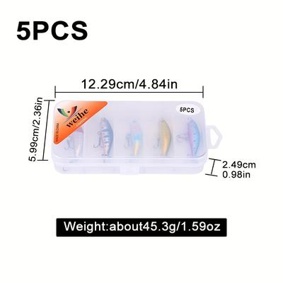 TEMU [5pcs Mini Minnow Fishing Lures Set] 5pcs Mini Minnow Fishing Lures Set, 4.5cm 2.5g Water Walking Surface Baits With Treble Hooks, Abs Material, Valentine's, Father's & Festivals