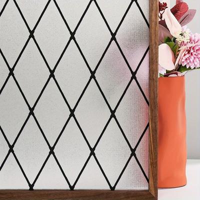 TEMU Black Lattice Privacy Window Film - Static Cling For Home Decor, Anti-uv Protection, 5mil Vinyl, Easy Removal, Enhances Smooth Glass