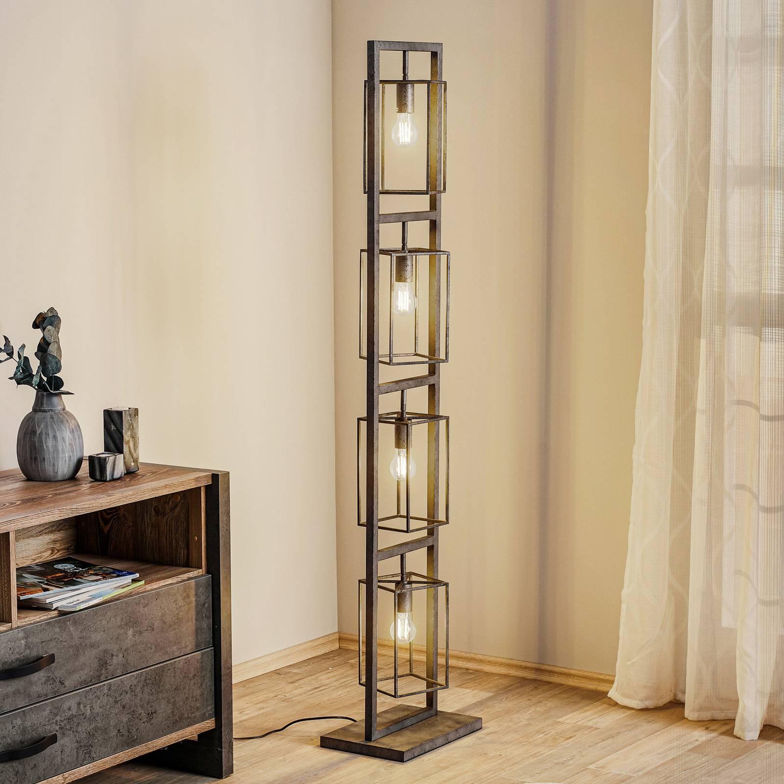 Zijlstra Stehlampe Perpendillu, alu / grau / zink, für Wohn- / Esszimmer, Metall, Industrielles Design, Stehlampe