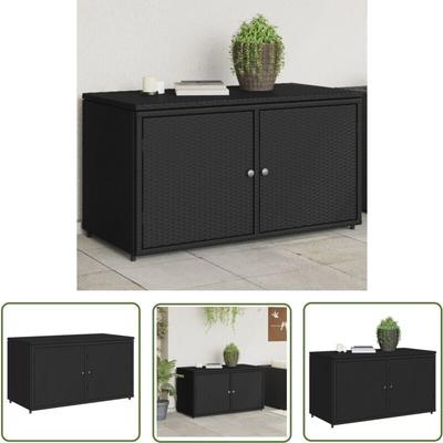 Gartenschrank Schwarz 110x55x60,5 cm Poly Rattan - Outdoor-Schrank - Gartenschrank - Stauraum Image