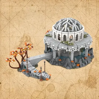 MOC Neue Film Ringe Palace The White Council Castle Baustein Elf Grau Robe Zauberer Wise Council Architektur Ziegel Spielzeug Geschenk