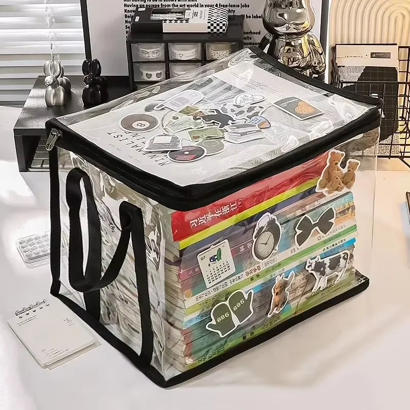 Einfache und faltbare transparente Büchertasche mit großer Kapazität, multifunktionale tragbare wasserdichte Tutorial-Tasche, Aufbewahrungstasche Image