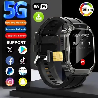 SIM-Karte Smart Watch GPS Tracker 5G/WIFI BT Anruf 200W PX Kamera 1,955 Zoll Zahlung Herzfrequenz Fitness Sport 750mAh Smartwatch Männer