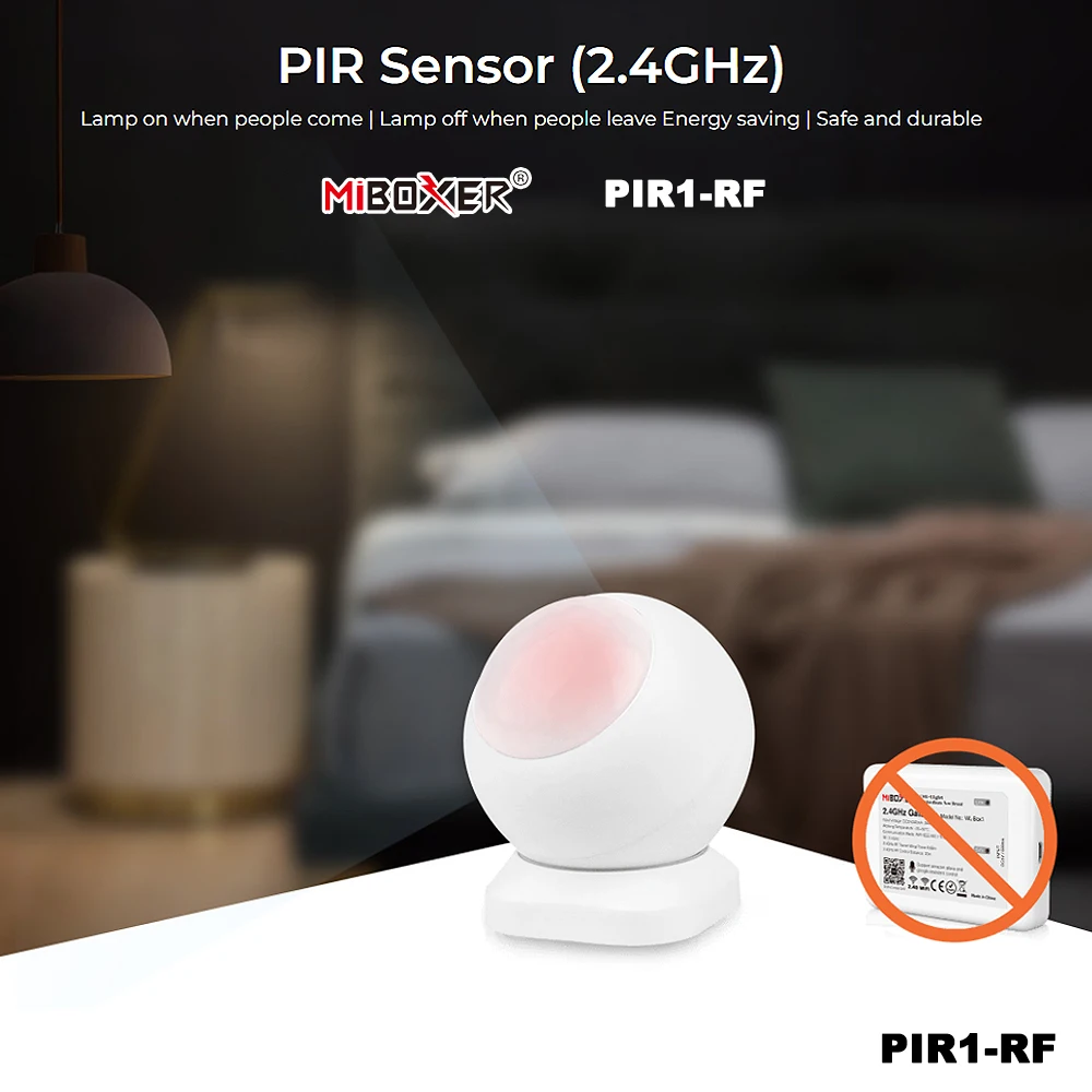 MiBoxer PIR1-RF 2,4 GHz PIR-Infrarot-Körpersensor. Unterstützt die Haltzeitinstellung für intelligente verbundene Bewegungserkennung für Glühbirnenstreifen Image