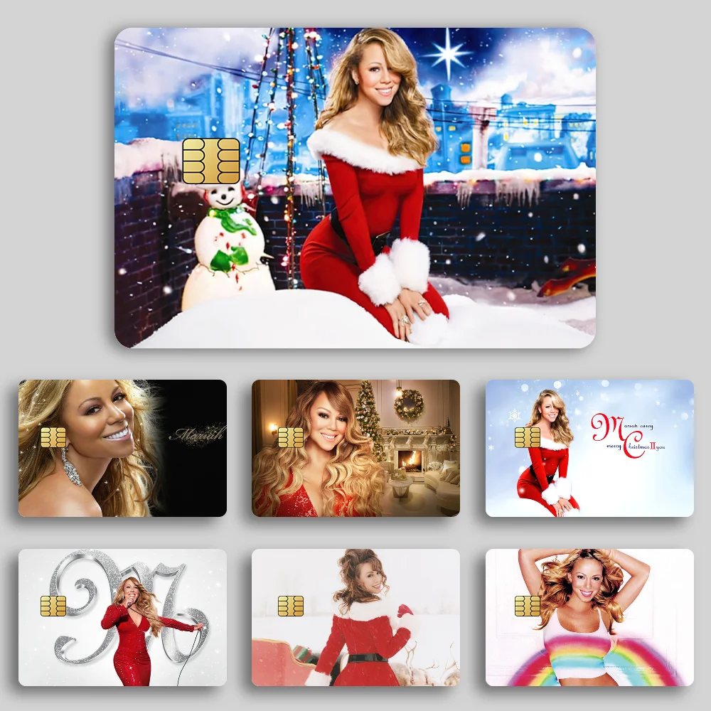 Sänger M-Mariah Carey Frohe Weihnachten Bank Kreditkarten Bus Pass Aufkleber Coole Dekoration Wasserdicht 4PCS Karte Image