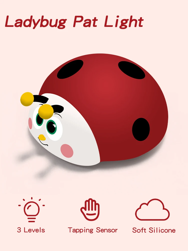 GGbingo Niedliche Tier Nachtlicht Marienkäfer Schlaf lampe Touch Control USB wiederauf ladbare Nachtlicht für Baby Kinderzimmer Dekoration