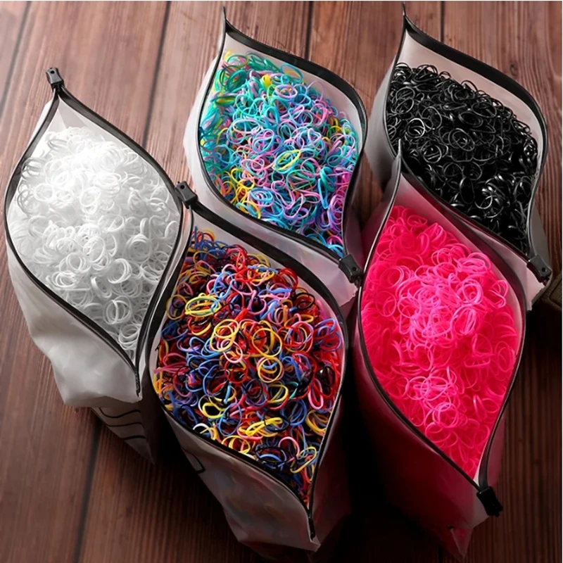 500/1000/2000 stücke Mädchen Bunte Einweg Gummiband Haar Krawatten Stirnband Kinder Pferdeschwanz Halter Bands Kinder Haar Zubehör Image
