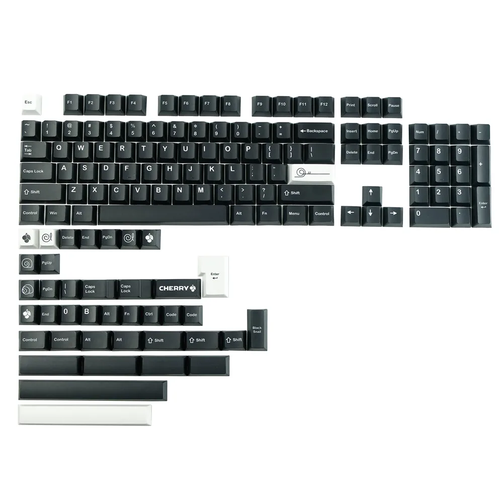 GMK Black Snail Tastenkappen-Set, 142 Tasten, Kirschprofil, 5 seitliche DYE-Sublimation, PBT-Tastenkappen für Mx-Schalter, mechanische Tastatur Image