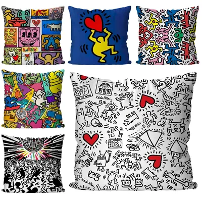 1pc Kunst K-Keith H-Haring Kissen Fall Quadrat Kissen Schlafzimmer Sofa Freizeit Komfort Kissen Auto Image