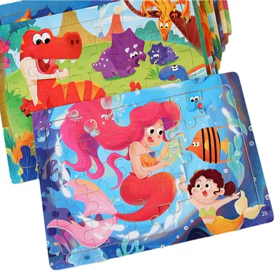 30-teiliges 3D-Holzpuzzle mit Cartoon-Tier- und Fahrzeugpuzzle, Montessori-Lernspielzeug für Kinder, Image