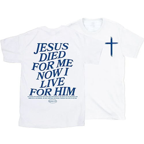 Ostern Herren Jesus T Shirt Kurzarm T-Shirt 3D-Druck Rundhalsausschnitt Hemd Designer Lässig Party Ferien Hellblau Schwarz Weiß Sommer Frühling Bekleidung S M L XL XXL XXXL Image
