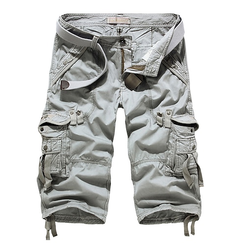 Herren Cargo Shorts Kurze Hosen Kurze Hose für Wanderer Bein Kordelzug Multi Pocket Mehrere Taschen Glatt Atmungsaktiv Draussen Wadenlänge Casual Täglich Strassenmode Stilvoll Schwarz Wein Unelastisch Image