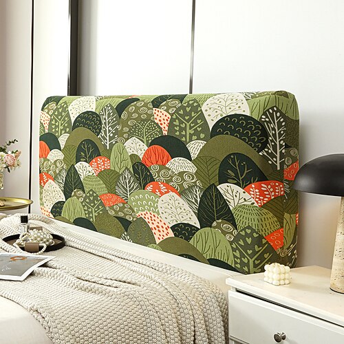 1 Stück spritzwassergeschützter Kopfteilbezug, gestrickter elastischer Jacquard-Nachttischbezug für das Bett im Schlafzimmer, einfach zu verwendender und zu reinigender Waffel-Kopfteilbezug für den Image