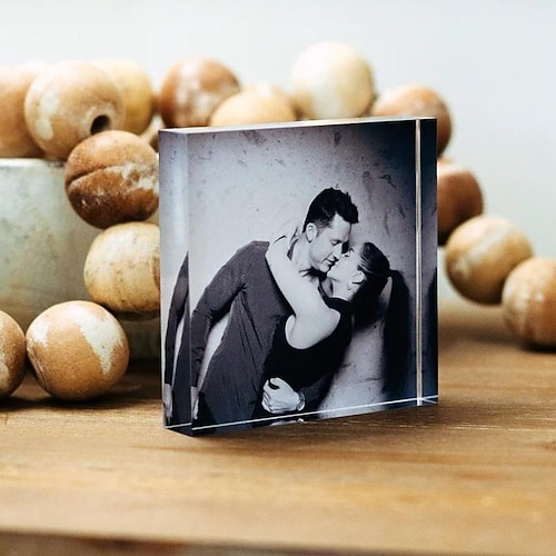 personalisierter Fotoblock Acryl benutzerdefinierter Glasfotoblock Acrylblock Fotokristall Hochzeitsgeschenk Geburtstag Vatertag Hochzeiten Image