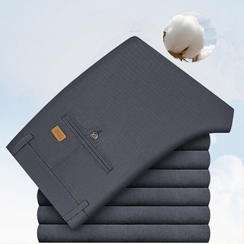 Herren Anzughosen Hose Hosen Faltenhose Tasche Gerade geschnitten Glatt Kein Eisen Knitterfrei Hochzeit B¨¹ro Arbeit Baumwollmischung Schick Modern Ausgefallene Gelb Braun Hoher Taillenbund Image