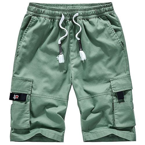 Herren Taktische Shorts Cargo-Shorts Shorts mit Camouflage-Muster Sommershorts Kordelzug Elastischer Bund Einfarbig Tarnung Ripstop Atmungsaktiv Schwarz Armeegrün Image