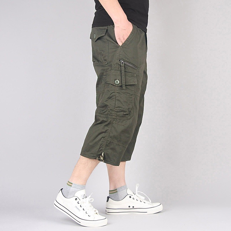 Men's Cargo Shorts Hiking Shorts Military Summer Spring Outdoor Ripstop Quick Dry Multi Pockets Lightweight Capri Pants ArmyGreen Black camouflage Work Camping / Hiking / Caving 4XL 5XL XL L 3XL