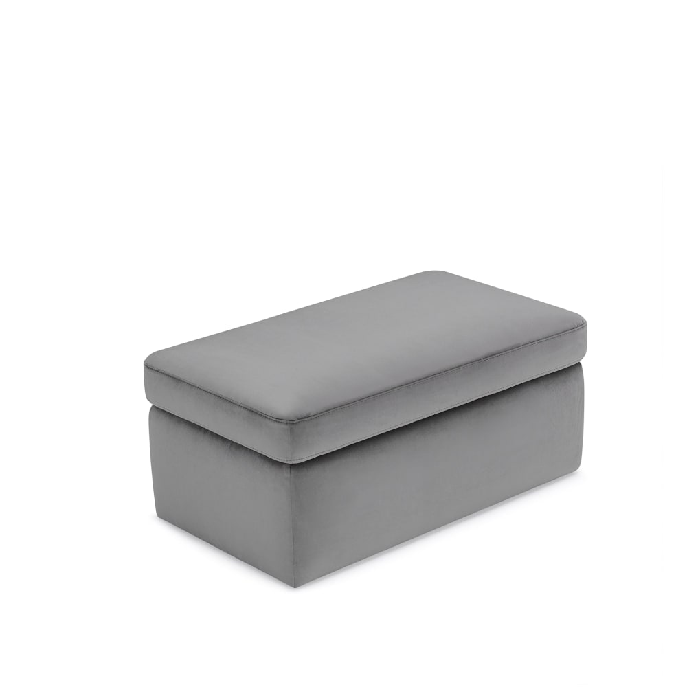 Pouf de rangement fabriqué en Italie en velours gris 85x45 cm