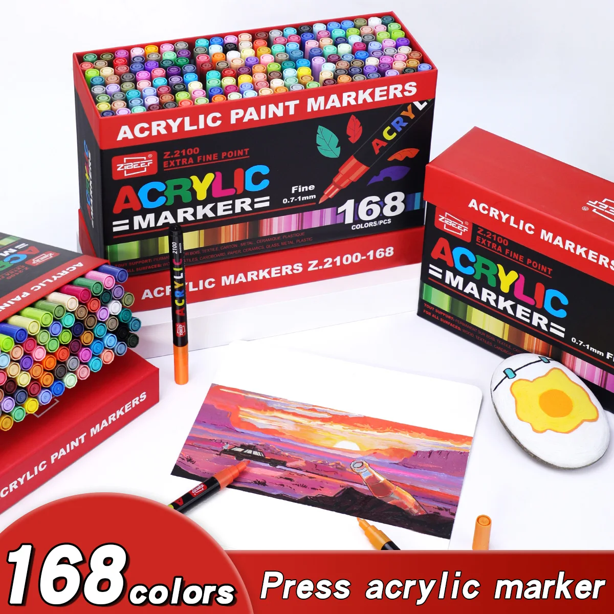 Ensemble de marqueurs de peinture acrylique GN 36-168 couleurs, marqueurs pour artistes, peinture sur roche, verre, céramique, tissu, bricolage, cartes, fournitures artistiques