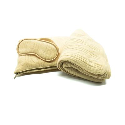 PORTOLANO Cable Knit Travel Throw & Eye Mask Set