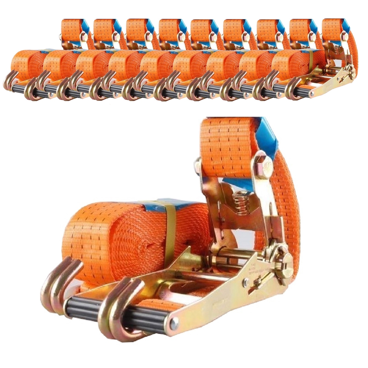 Baumarktplus 10x Profi Ratschen Spanngurt Spanngurte Zurrgurt 2-tlg 6m 4t 4to 4000kg TÜV/GS ORANGE Image