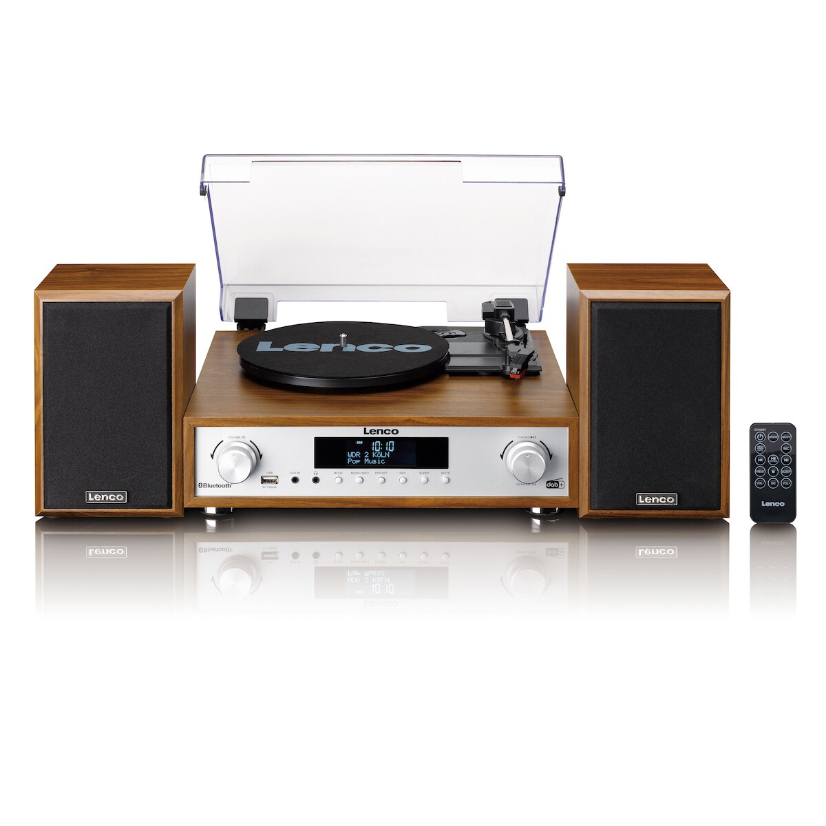 Lenco MC-160WD - HiFi Stereoanlage mit Plattenspieler, DAB+/FM-Radio und Bluetooth® - Holz Image