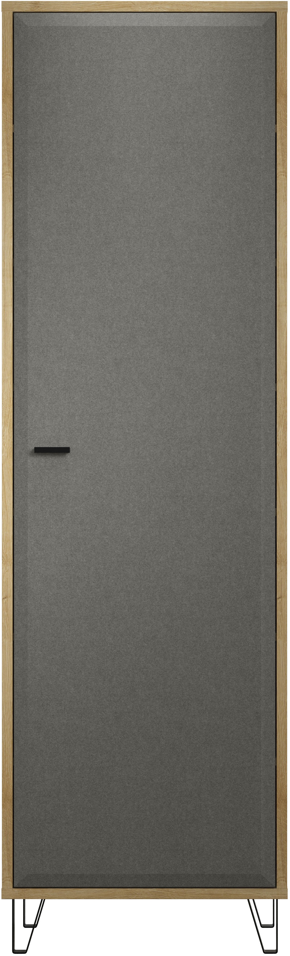 Garderobenschrank PLACES OF STYLE "Belva", eiche, dunkelgrau, B:60cm H:200cm T:42cm, Holzwerkstoff, Metall, Kunststoff, Schränke, Flurschrank mit 5 verstellbaren Böden und ausziehbarer Kleiderstange Image