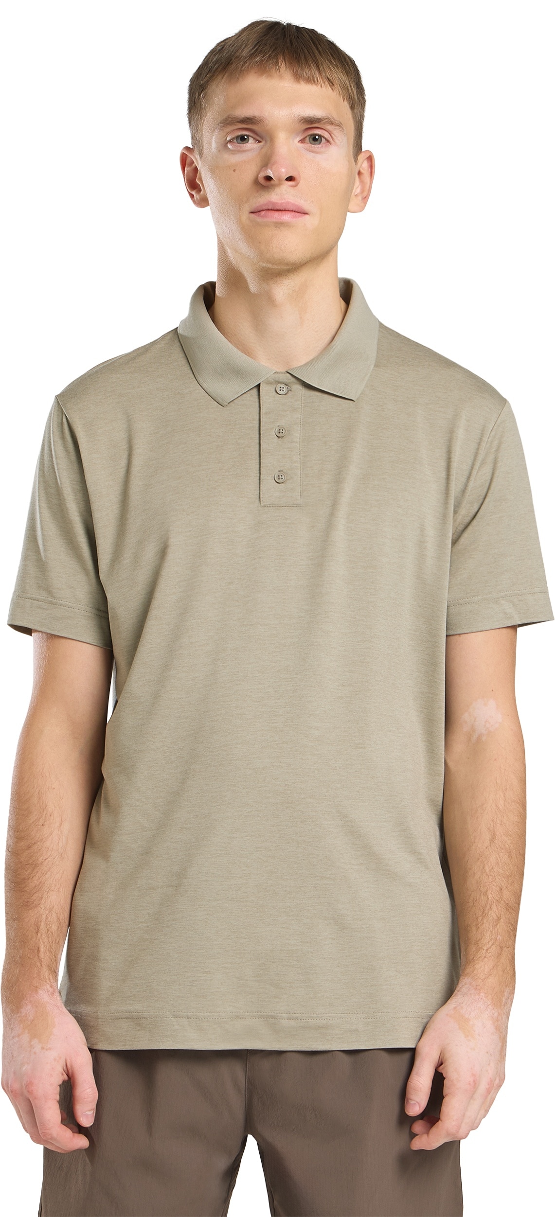 Poloshirt JACK WOLFSKIN "TRAVEL POLO M", Herren, Gr. M (50), beige (stone, heather), Oberstoff: 95% POLYESTER, 5% ELASTHAN; Kontrastmaterial 1: 100% POLYAMID, Shirts
