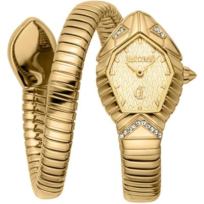 Quarzuhr JUST CAVALLI TIME "Signature Snake", goldfarben, Armbanduhren, Damen, Armbanduhr, Damenuhr, Edelstahlarmband, analog, Kristallsteine Image