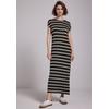 Midikleid STREET ONE STUDIO, Damen, Gr. 42, EURO-Größen, schwarz, Stoff, 94% Viskose, 6% Elasthan, gestreift, casual, gerade wadenlang, Rundhals, ohne Ärmel Bündchen, Kleider, mit Rundhalsausschnitt