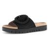 Pantolette GABOR, Damen, Gr. 38, schwarz, Ziegenveloursleder, unifarben, modisch, Schuhe, Plateau, Sommerschuh, Schlappen mit Zierperlen an der Zierschnalle