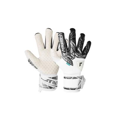 Torwarthandschuhe REUSCH "Attrakt SpeedBump", Damen, Gr. 8, bunt (silberfarben, weiß), 5% Polyamid, 28% Polyester, 61% Elastodien, 6% Polyurethan, mehrfarbig, sportlich, Handschuhe, mit Evolution Negative Cut