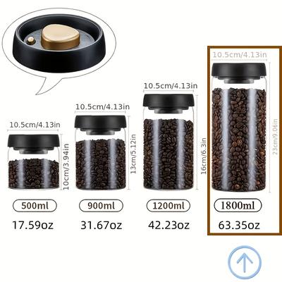 TEMU 1pc Airtight Glass Food Storage Container, High Borosilicate Glass Round Canister, Moisture-proof Freshness Seal, With Lid For Coffee Beans, Tea, Nuts, And Grains, Kitchen Organizer Image